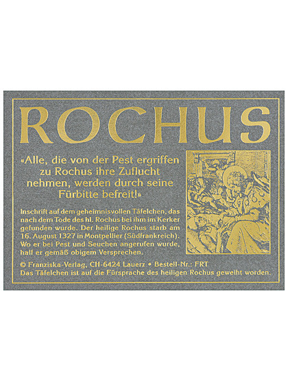 Rochus-Täfelchen mit Broschüre