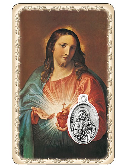 Heiligstes Herz Jesu-Schutzkärtchen mit Medaille