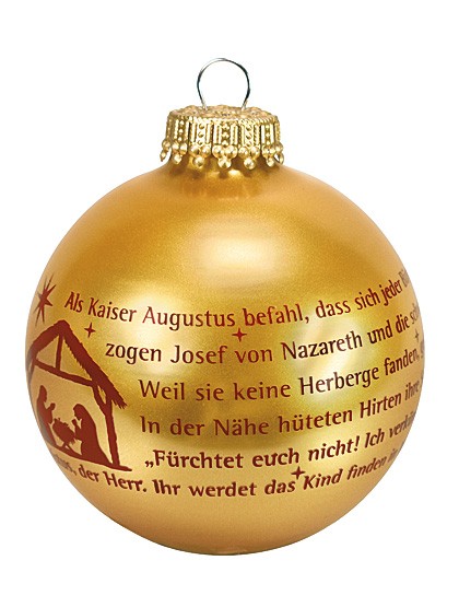 Christbaumkugel aus goldenem Glas