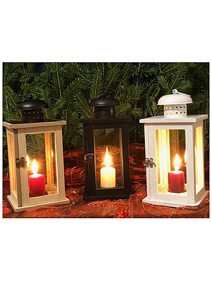 Holzlaterne in 3 Ausführungen, 26 cm