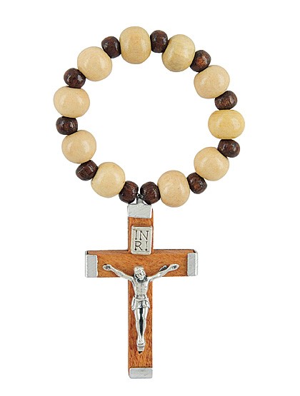 Fingerrosenkranz aus hellem Holz