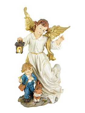 Schutzengel mit Bübchen-Statue