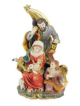 Heilige Familie mit Engel-Statue