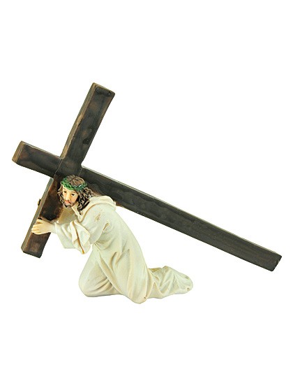 Statue – Jesus mit Holzkreuz