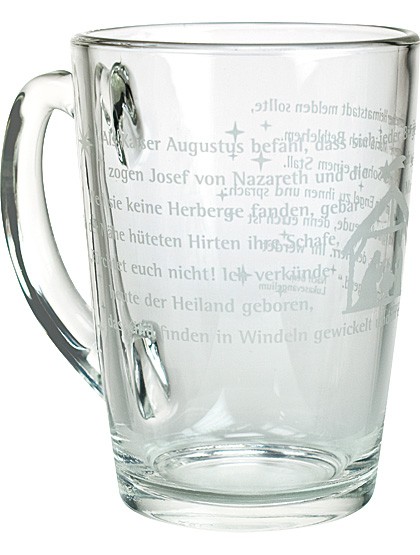 Teeglas mit dem Weihnachtsevangelium