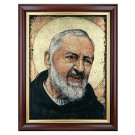 Pater Pio-Bild im Echtholzrahmen, 37 x 47 cm