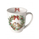 Porzellanbecher „Vögel im Christrosen-Kranz“, 10,5 cm